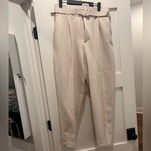Zara Trousers with Lined Belt in Cream